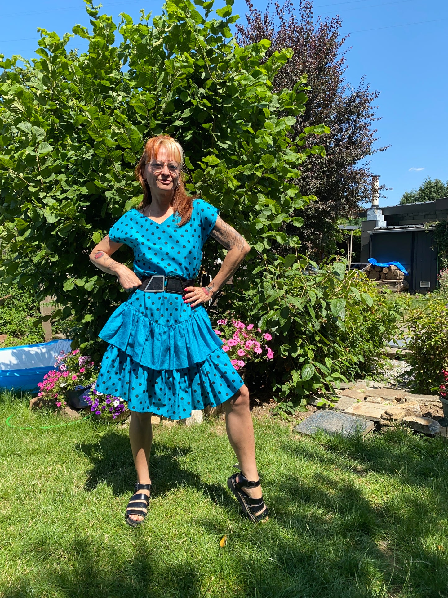 Robe pois et volants 80s