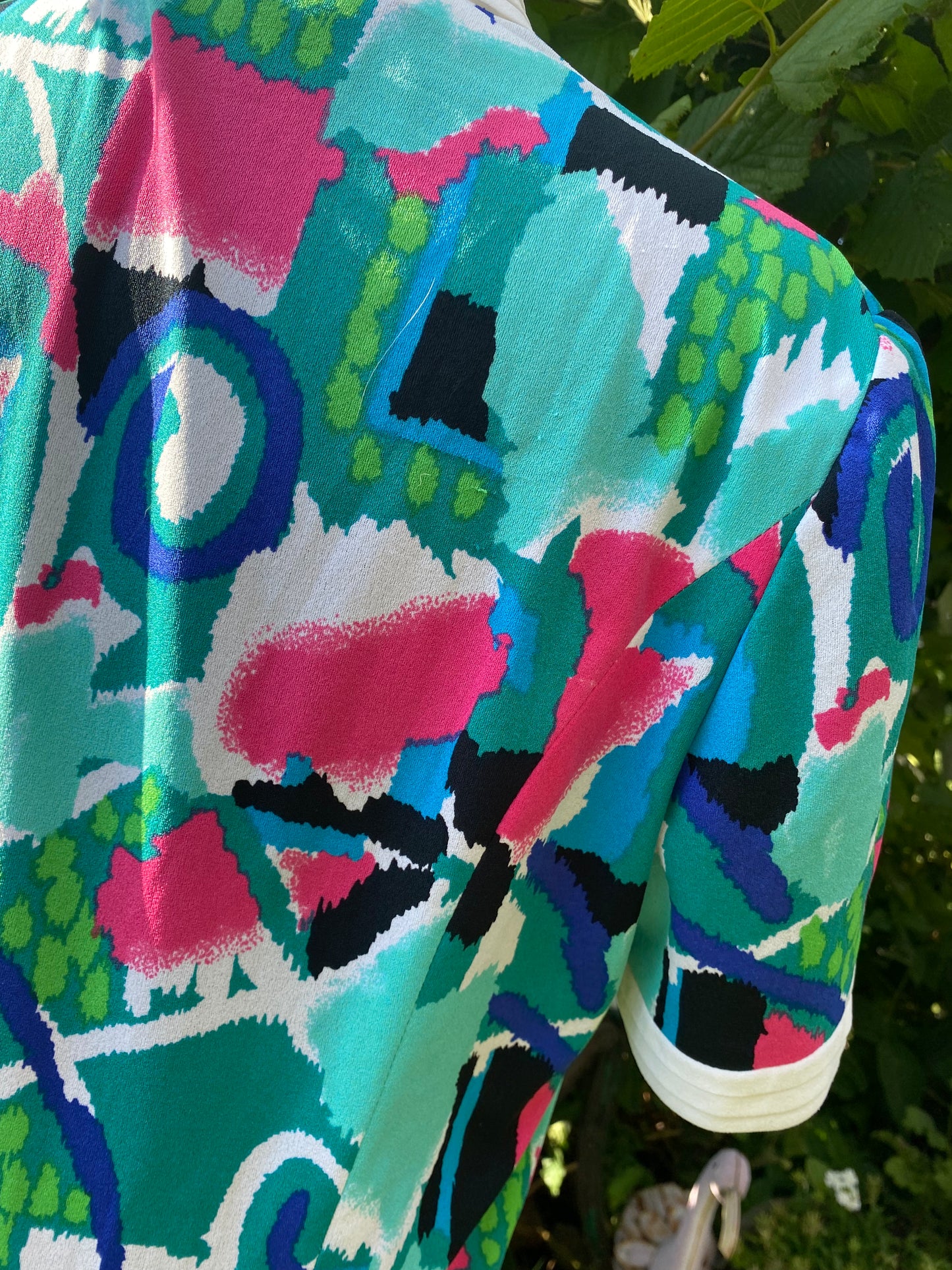 Robe turquoise et fushia 80s