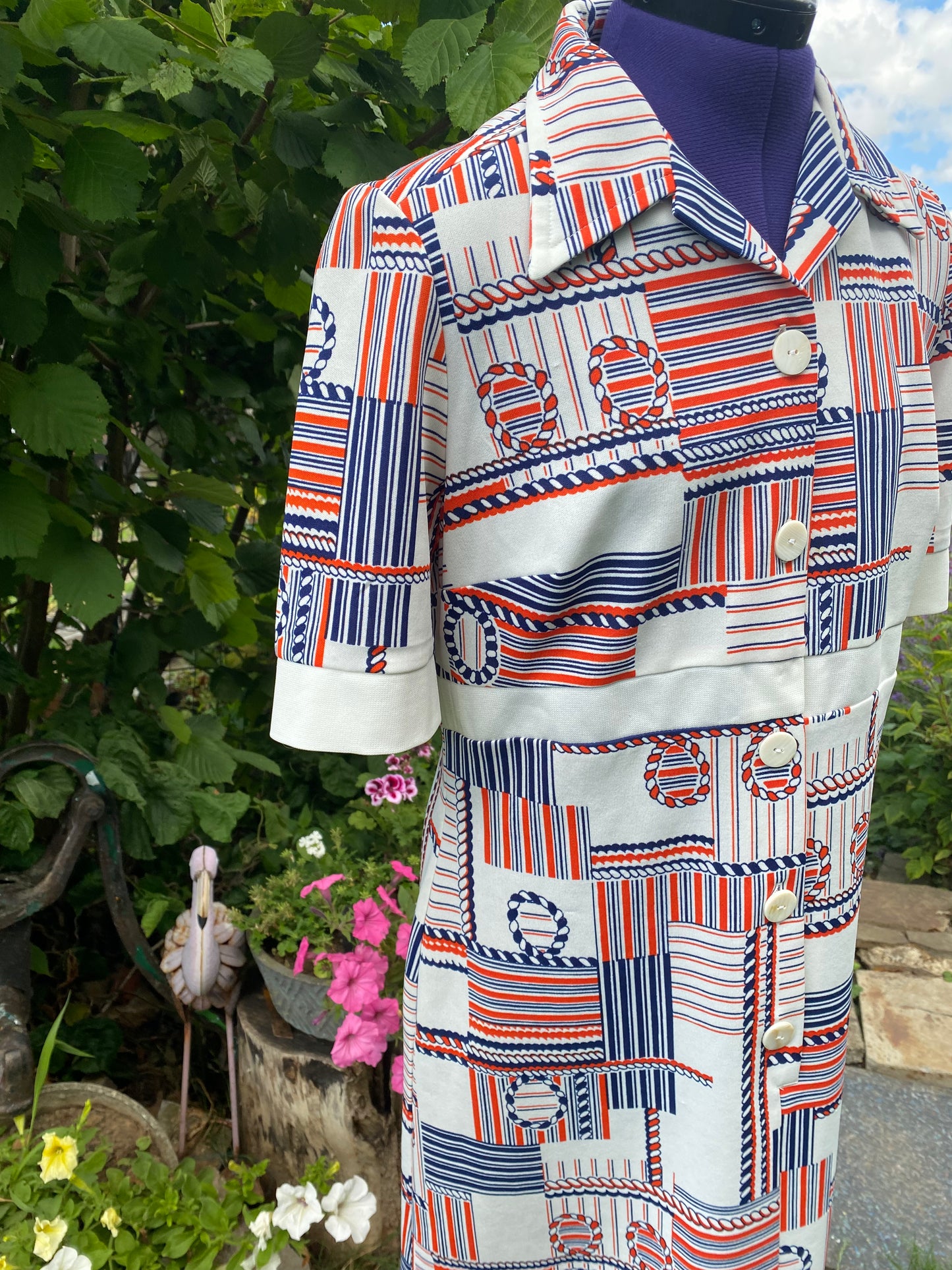 Robe motifs marins 70s