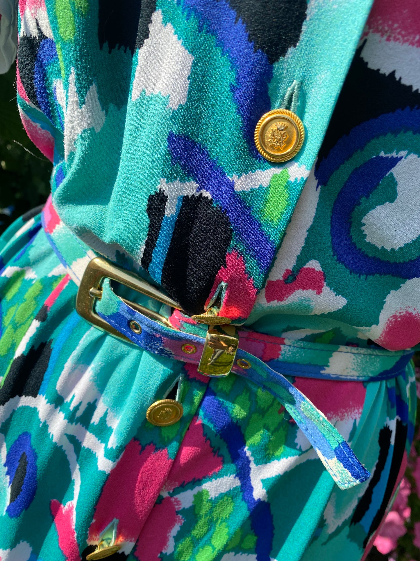 Robe turquoise et fushia 80s