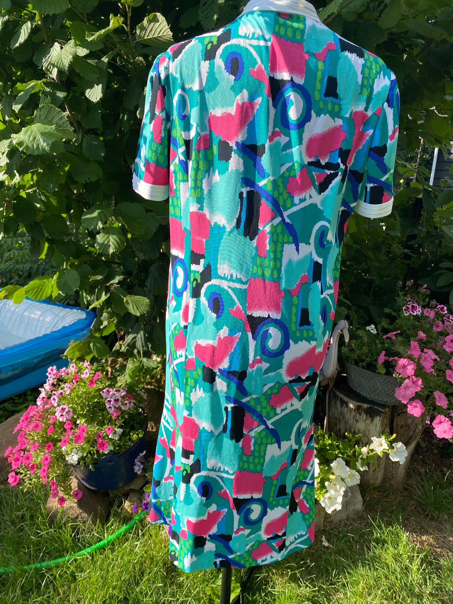 Robe turquoise et fushia 80s