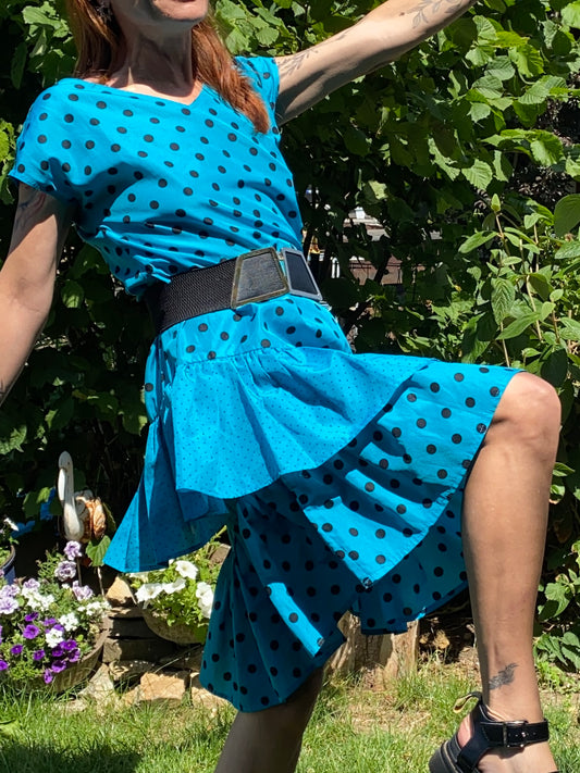 Robe pois et volants 80s