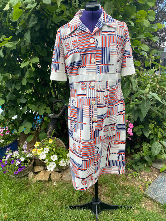 Robe motifs marins 70s