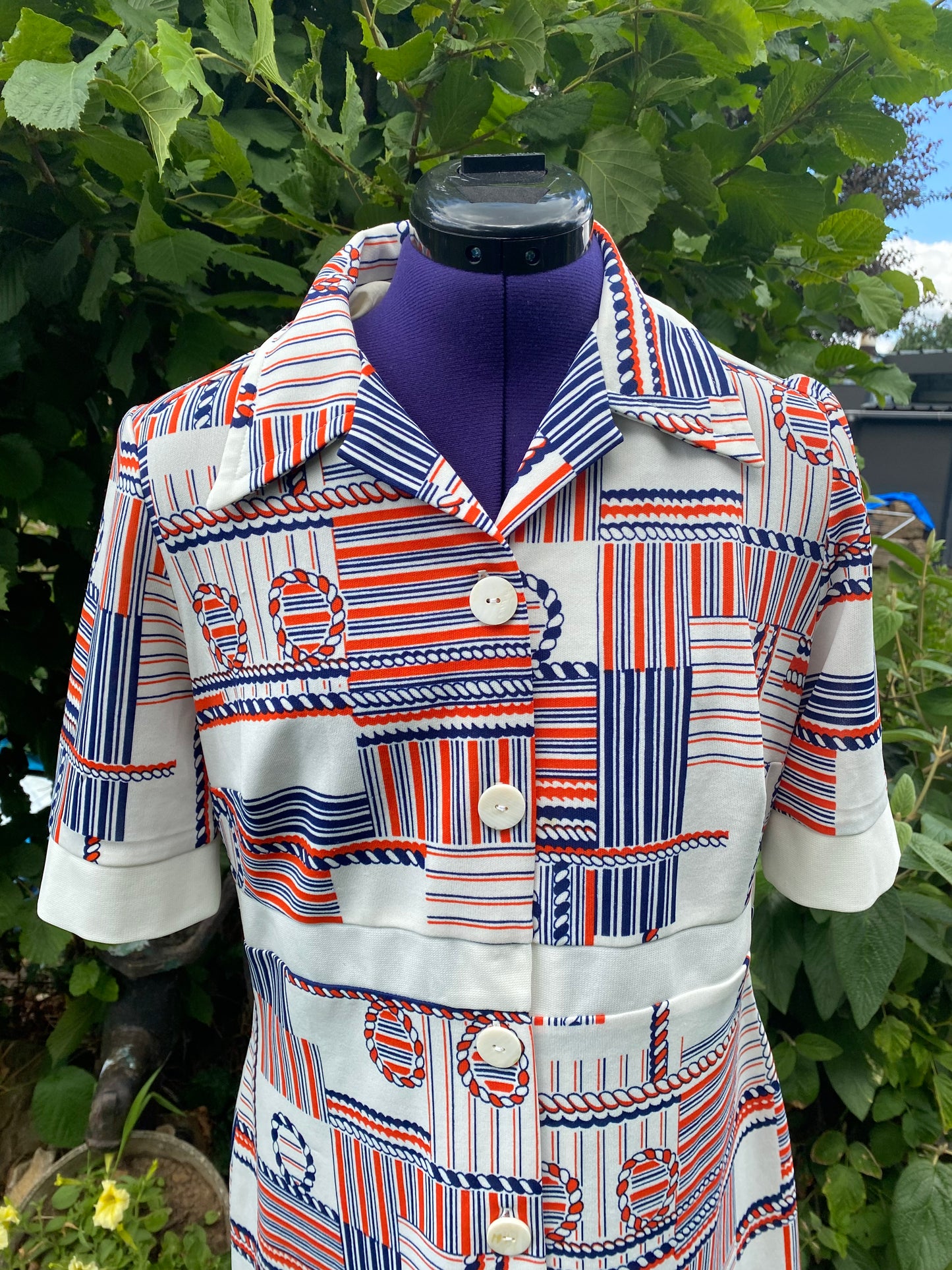 Robe motifs marins 70s